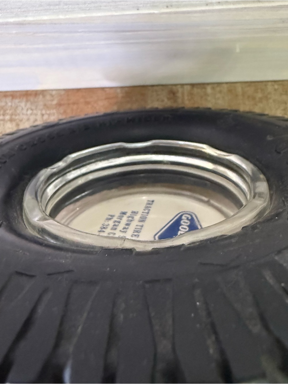 Goodyear Tire Ashtray - Black Tire Rim with Logo Man Cave Decor - Picture 8 of 11